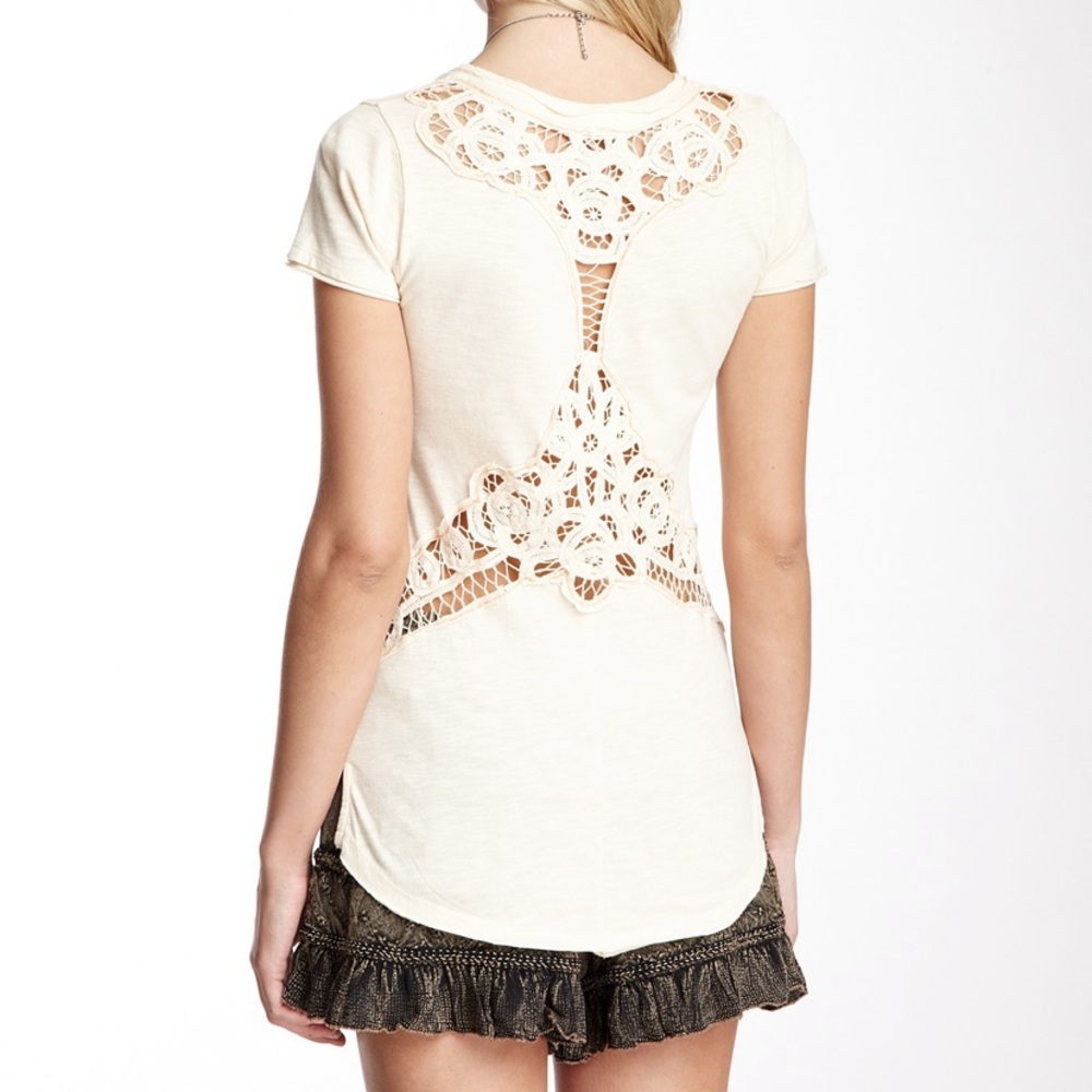 🆕FREE PEOPLE BATTENBURG Tee IVORY Large‼️